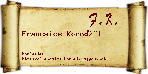 Francsics Kornél névjegykártya
